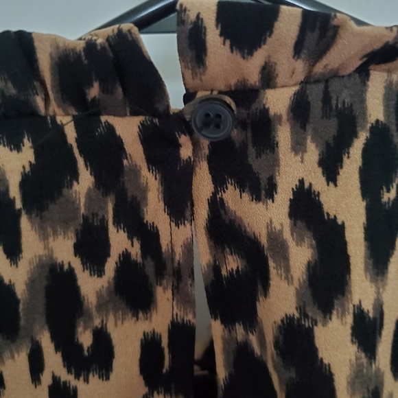 Halogen Ruffle Neck Top In Taupe Animalia Print - Picture 7 of 7